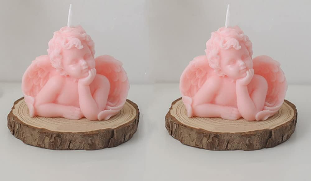 Angel Shaped Hand-carved Soy Scented Candle (2-pack), Pink, Home Decor