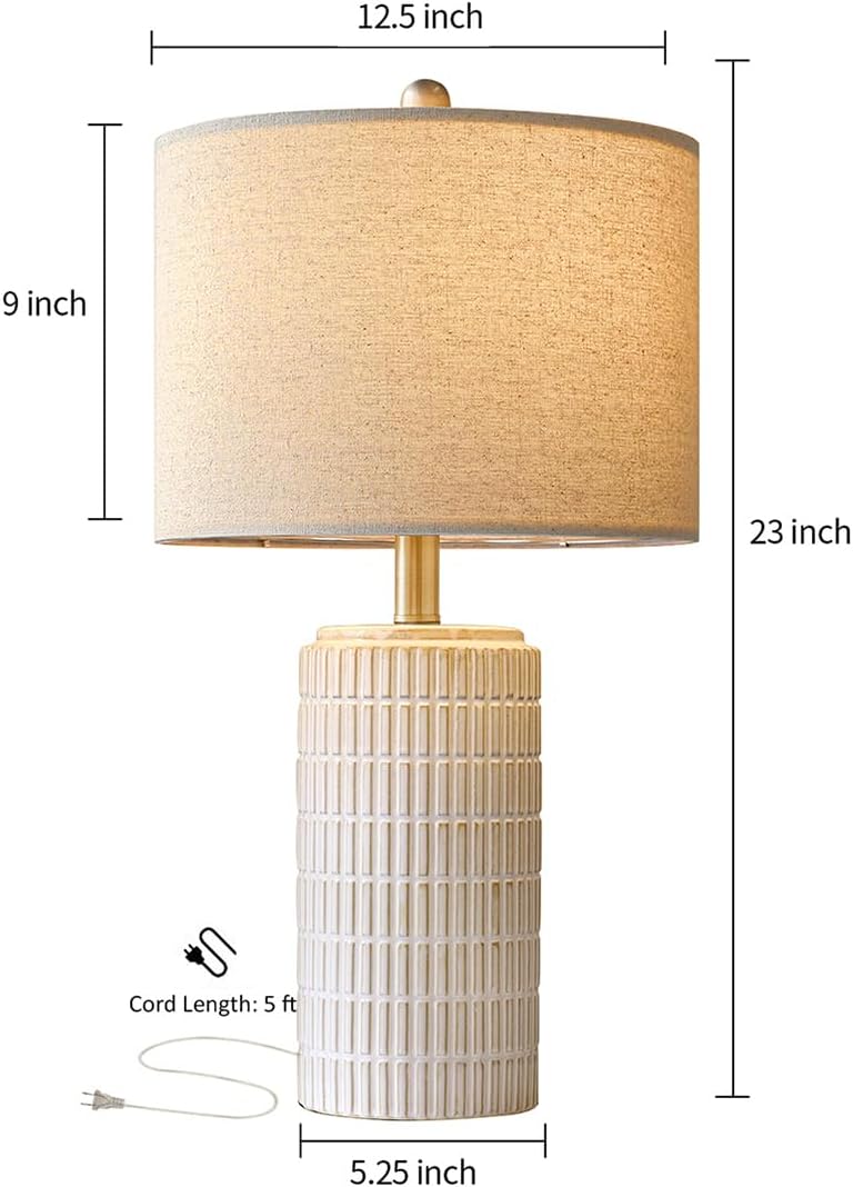 23-inch Ceramic Bedside Table Lamp - Image 2