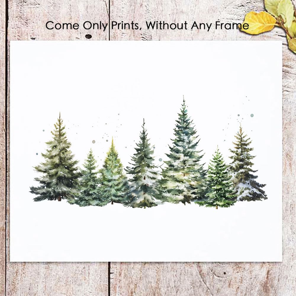 Christmas tree print, winter landscape, watercolor Christmas tree print. - Image 2
