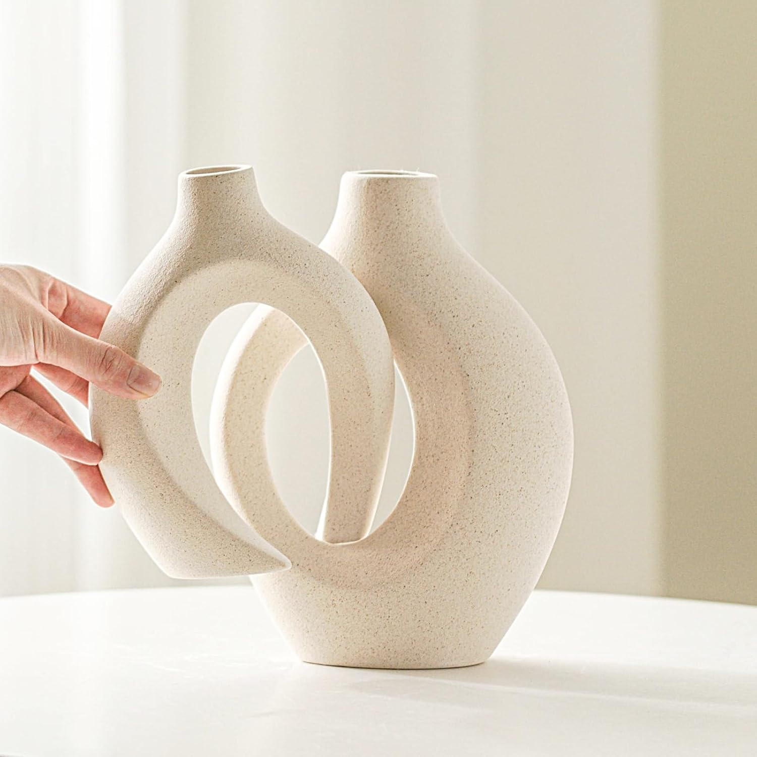 Hollow Ceramic Vase Set (2 pieces), Nordic Modern Bohemian Style Decorative Ceramic Vases, Perfect for Home Decor - Image 2