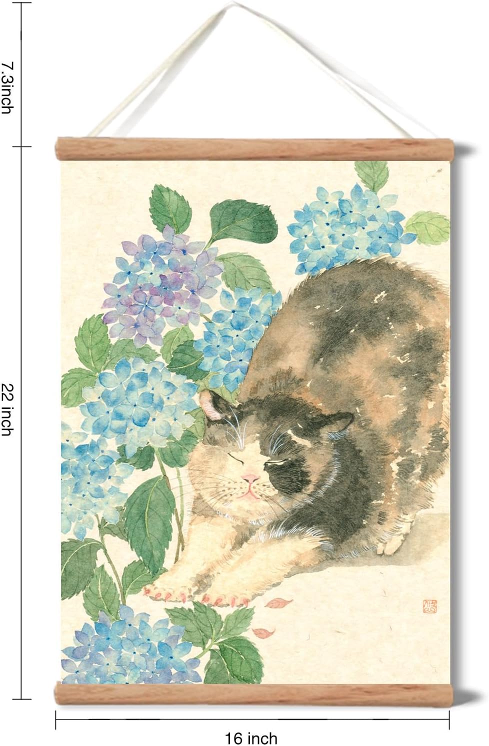 Cat scroll poster, wall decoration, cute, traditional ink style cat decorative painting - Image 2