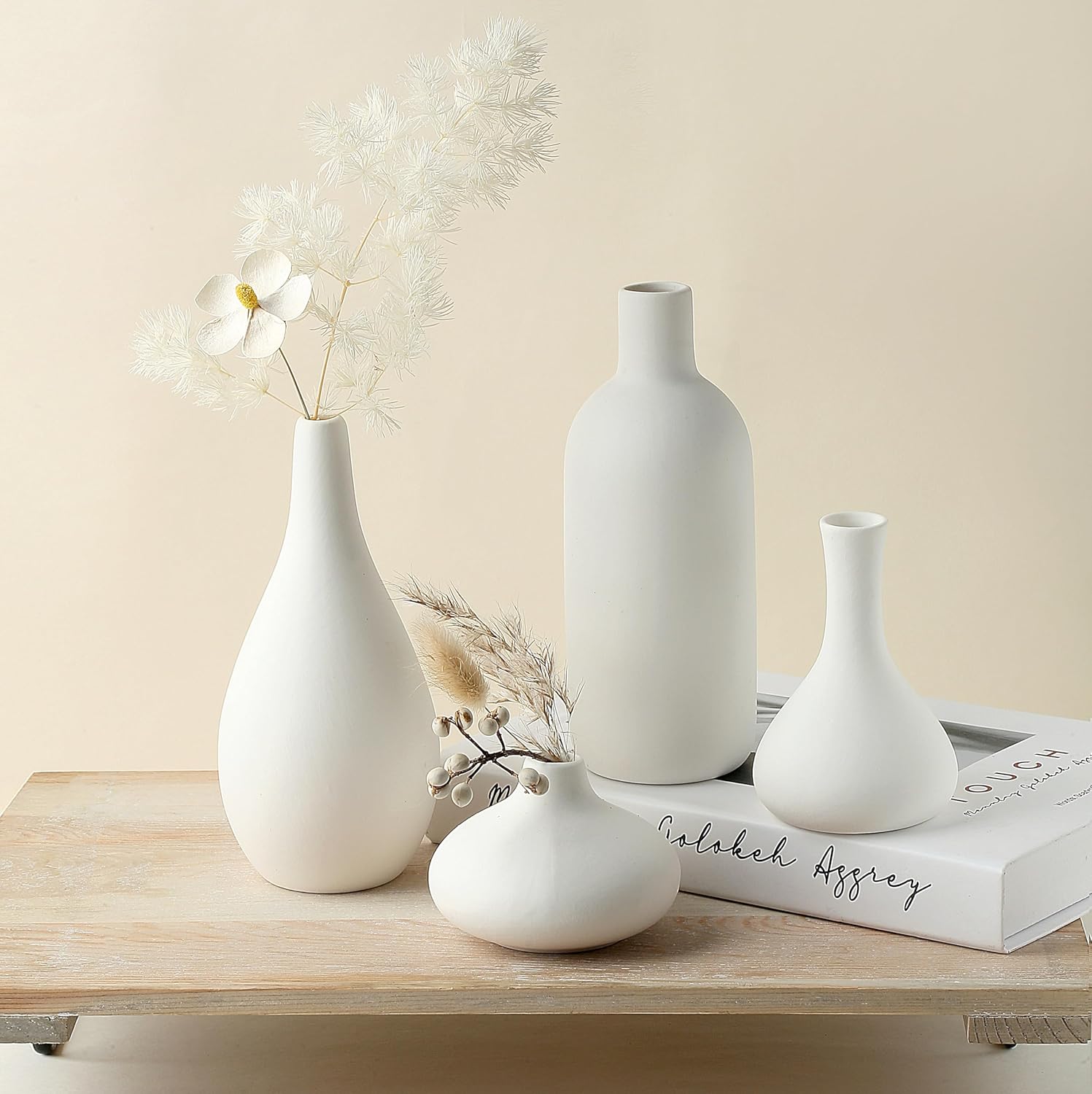 12-piece white ceramic vase set, suitable for arranging pampas grass; small vase set - Image 2