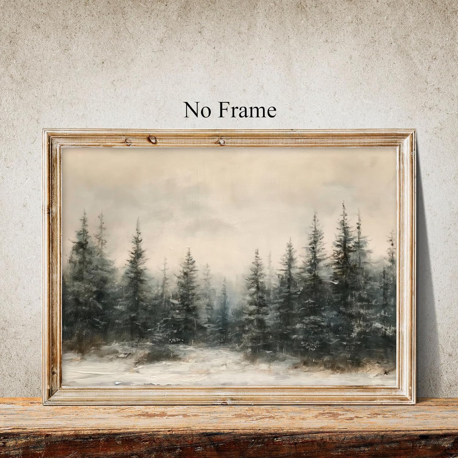 Winter forest canvas wall art, vintage Christmas painting, evergreen art piece, winter landscape art painting - Image 2